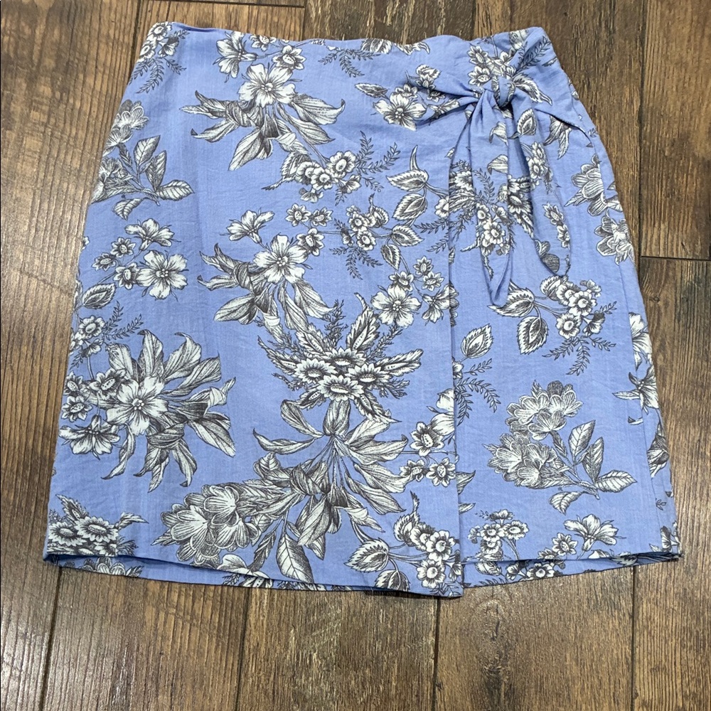 Ann Taylor Blue Floral Mini Skirt